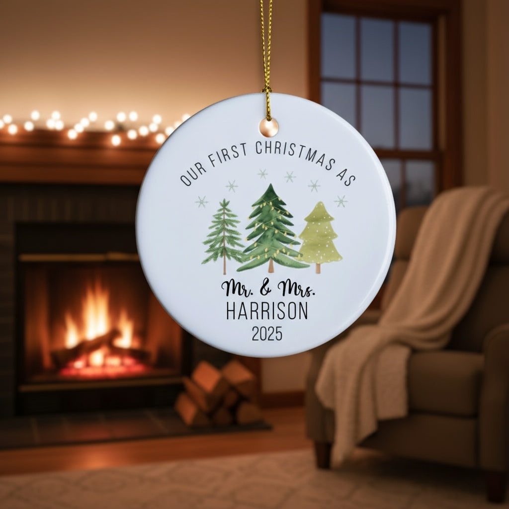 Personalized Mr. & Mrs Our First Christmas Ornament
