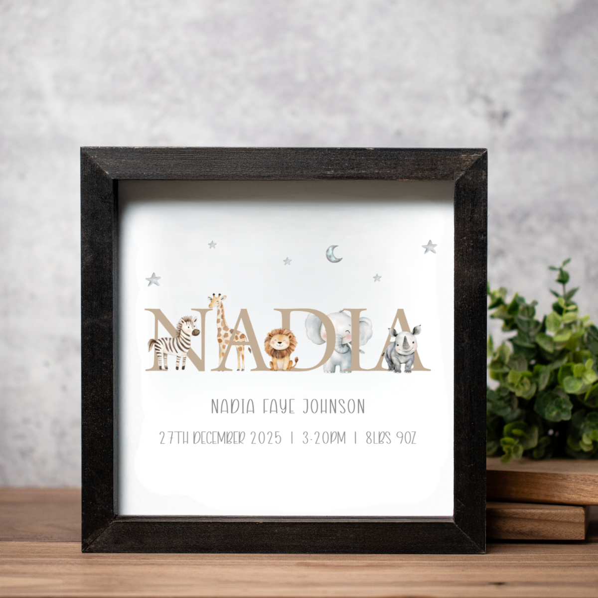 Personalized Kids Wooden Sign With Watercolor Animals
