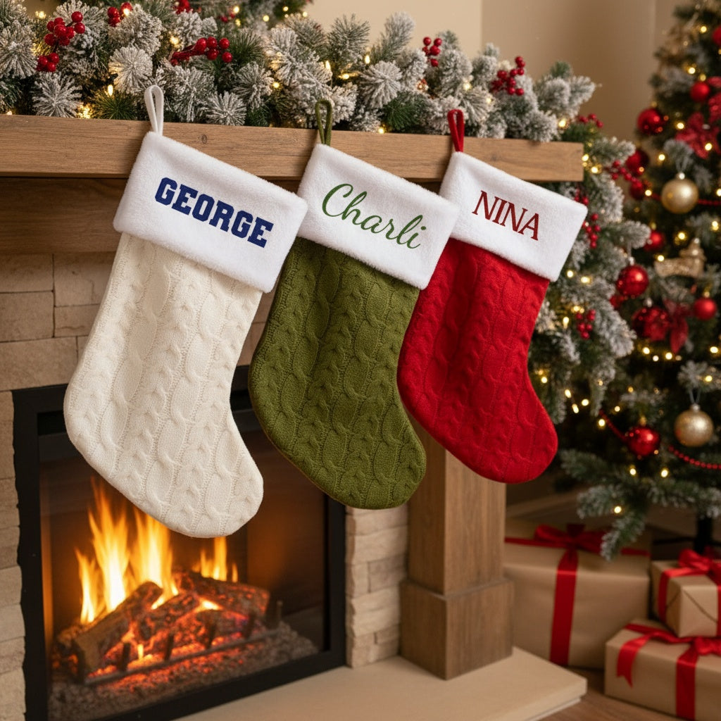 Personalized Knit Stockings with Cuff