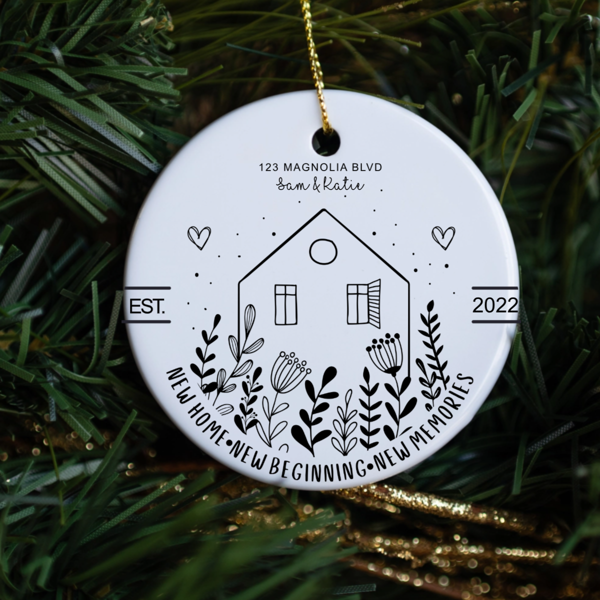 Personalized New Home New Beginnings Ceramic Ornament