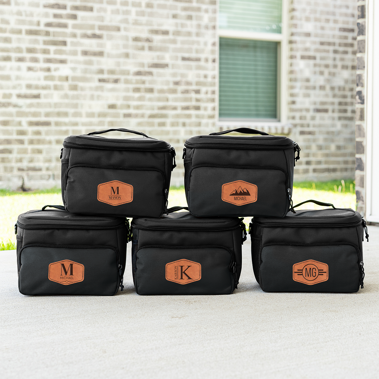 Groomsmen Gift Set of 5 Custom Coolers with Patch