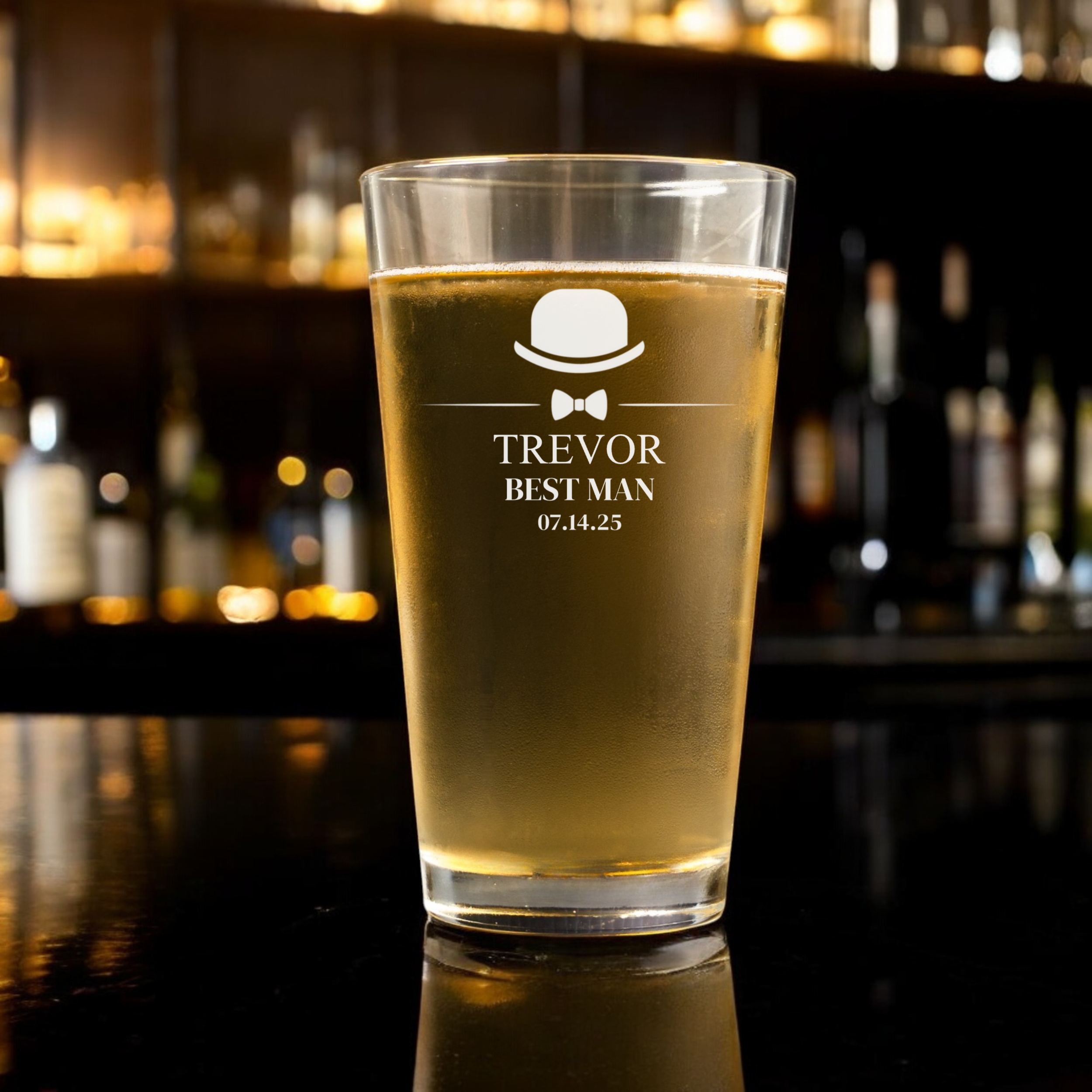 Personalized Pint Glass - Wedding designs