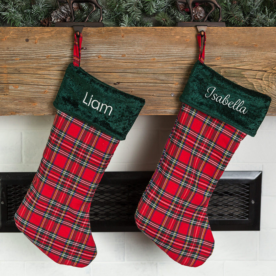Personalized Plaid Christmas Stockings