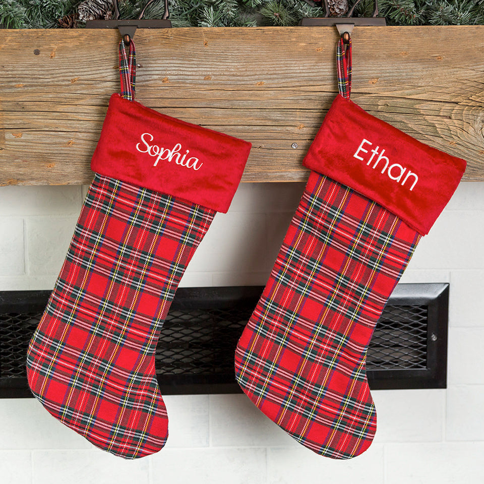 Personalized Plaid Christmas Stockings