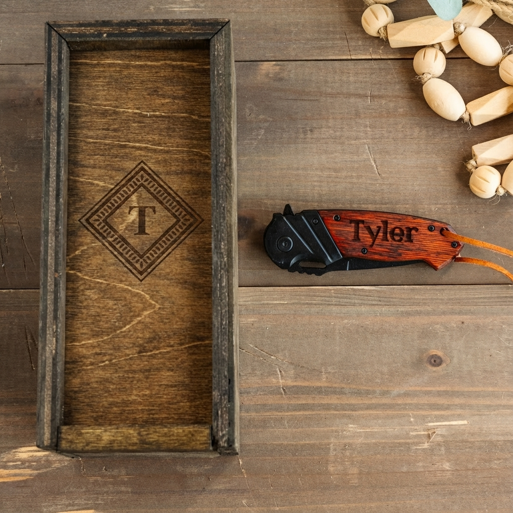 Personalized Red Handle Knife with Gift Box