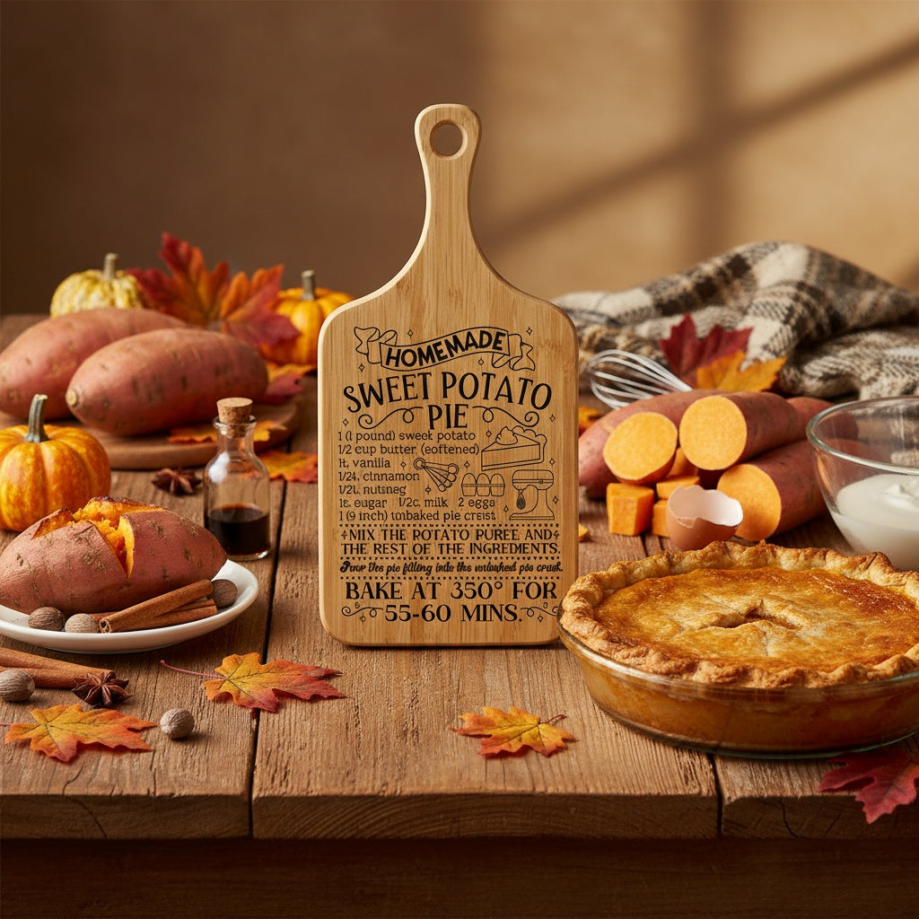 Custom Fall Pie Recipes Bamboo Serving Board
