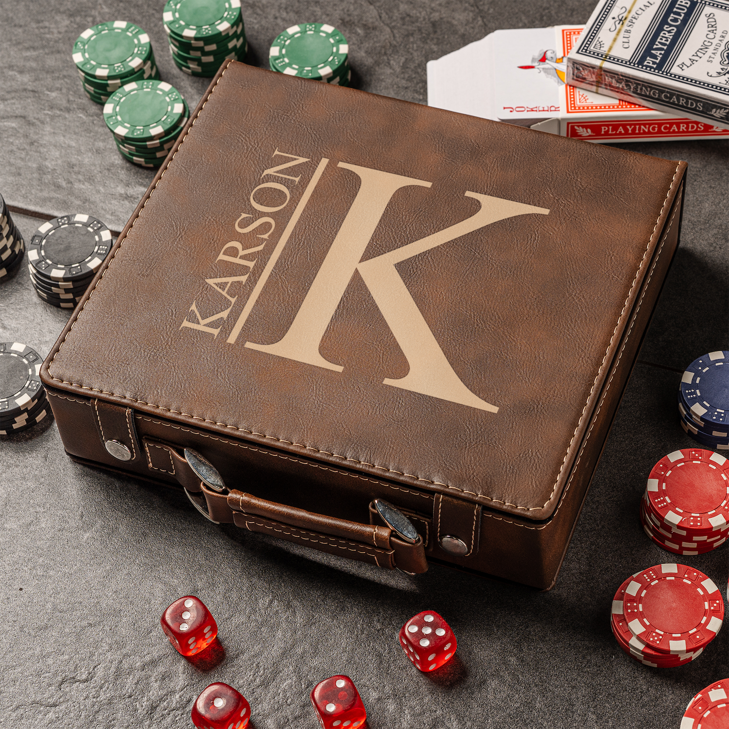 Personalized Rustic Poker Set