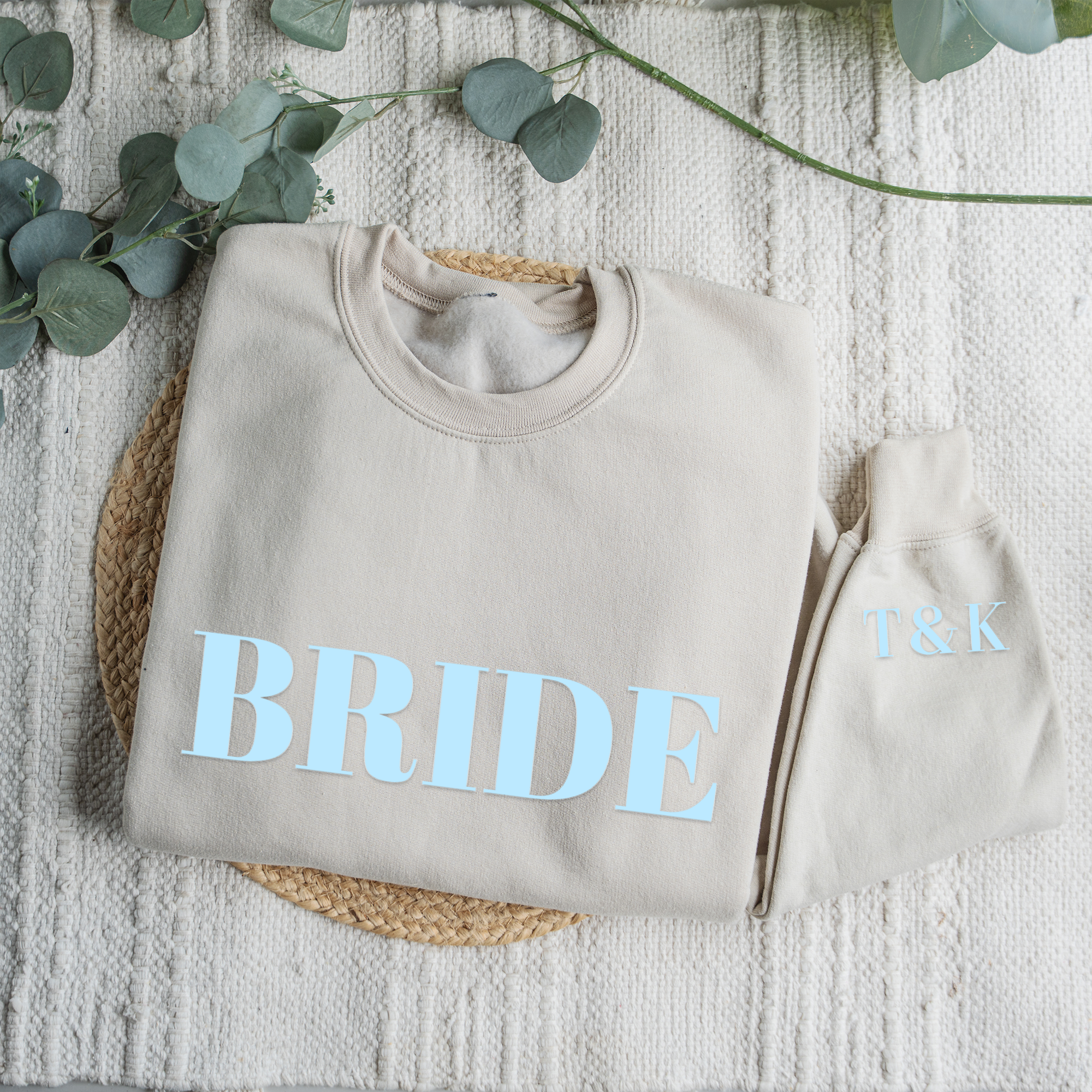 Custom Bride Sweatshirt with Initials on Sleeve
