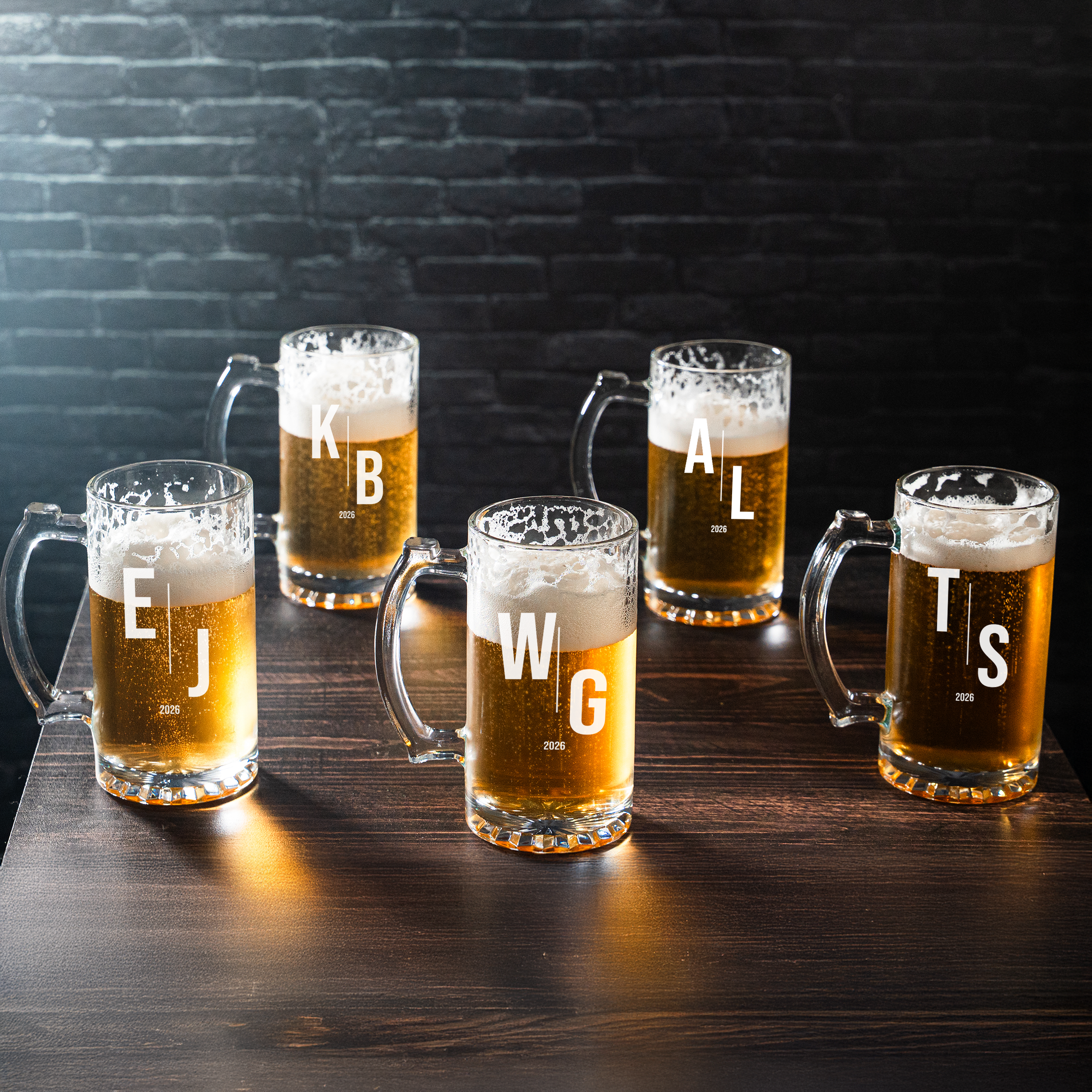 Groomsmen Gift Set of 5 25oz Beer Mugs - Signature Designs