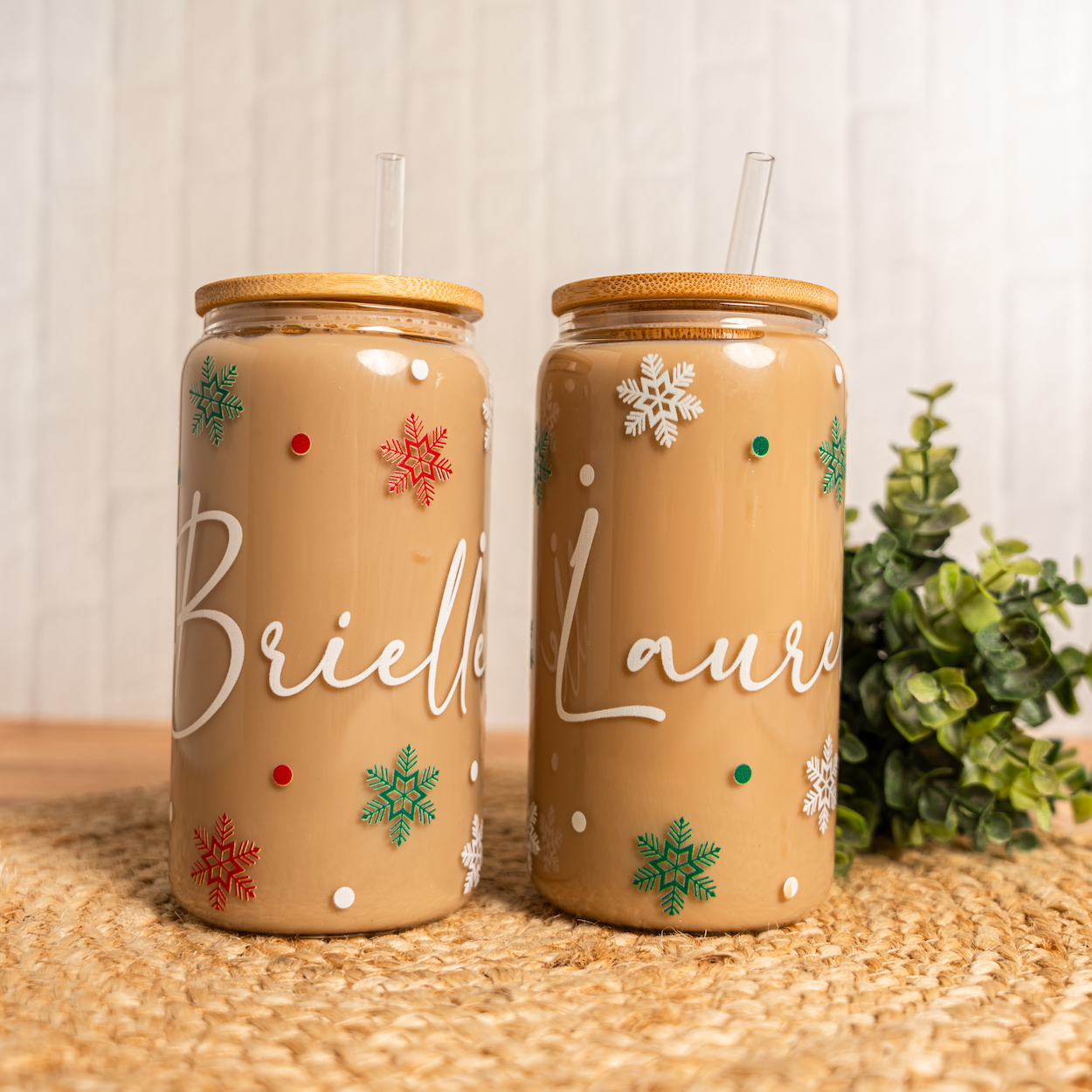 Personalized Snowflake Glass Cans