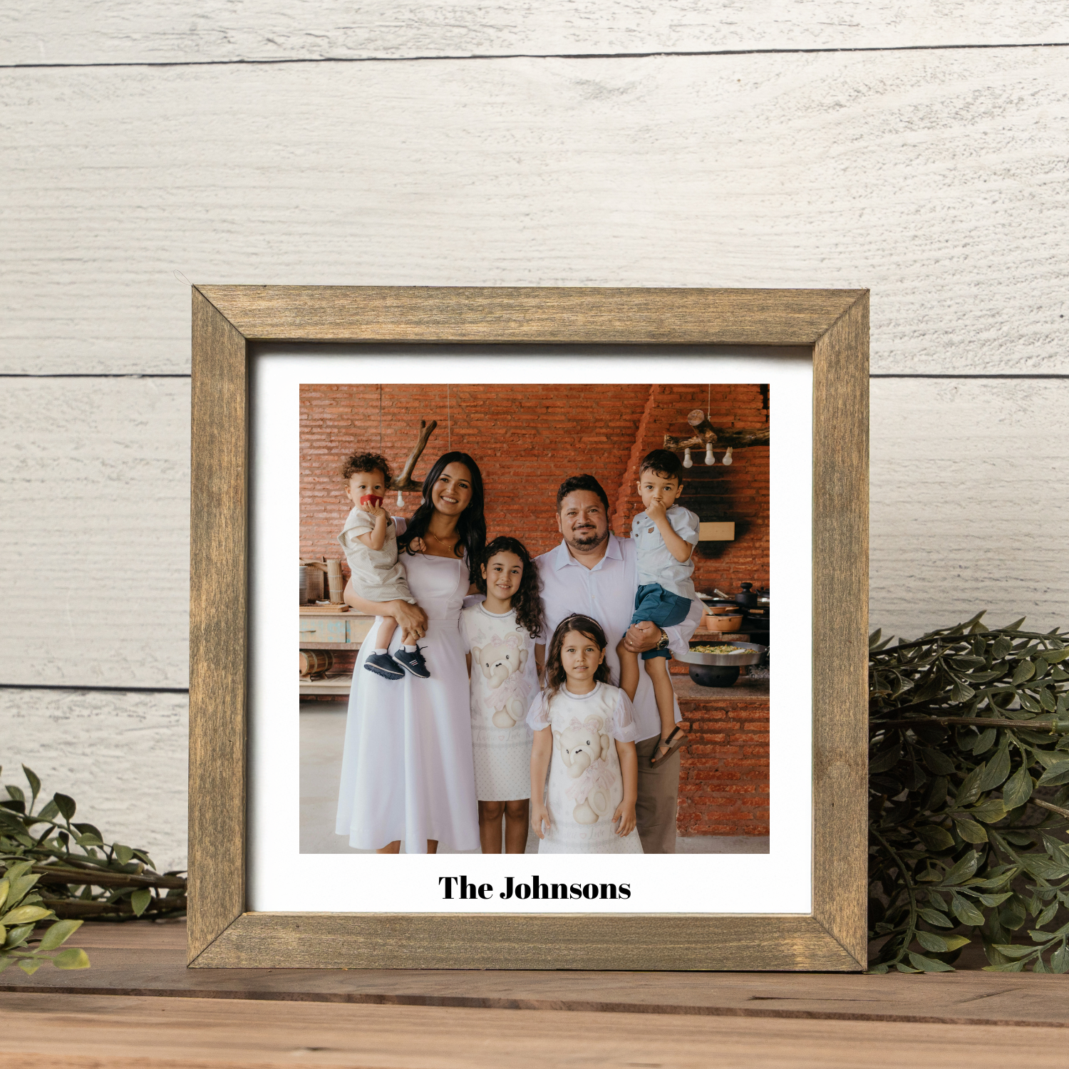 Custom Square Framed Wood Photo Print – Personalized Picture with Optional Text