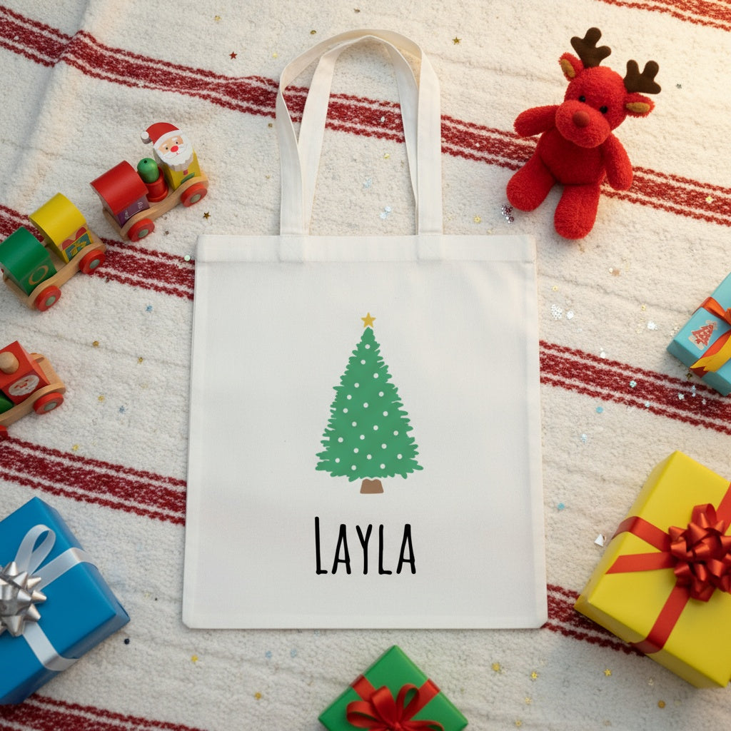 Personalized Kids Christmas Tote Bag