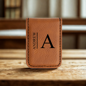 Personalized Vegan Leather Money Clip