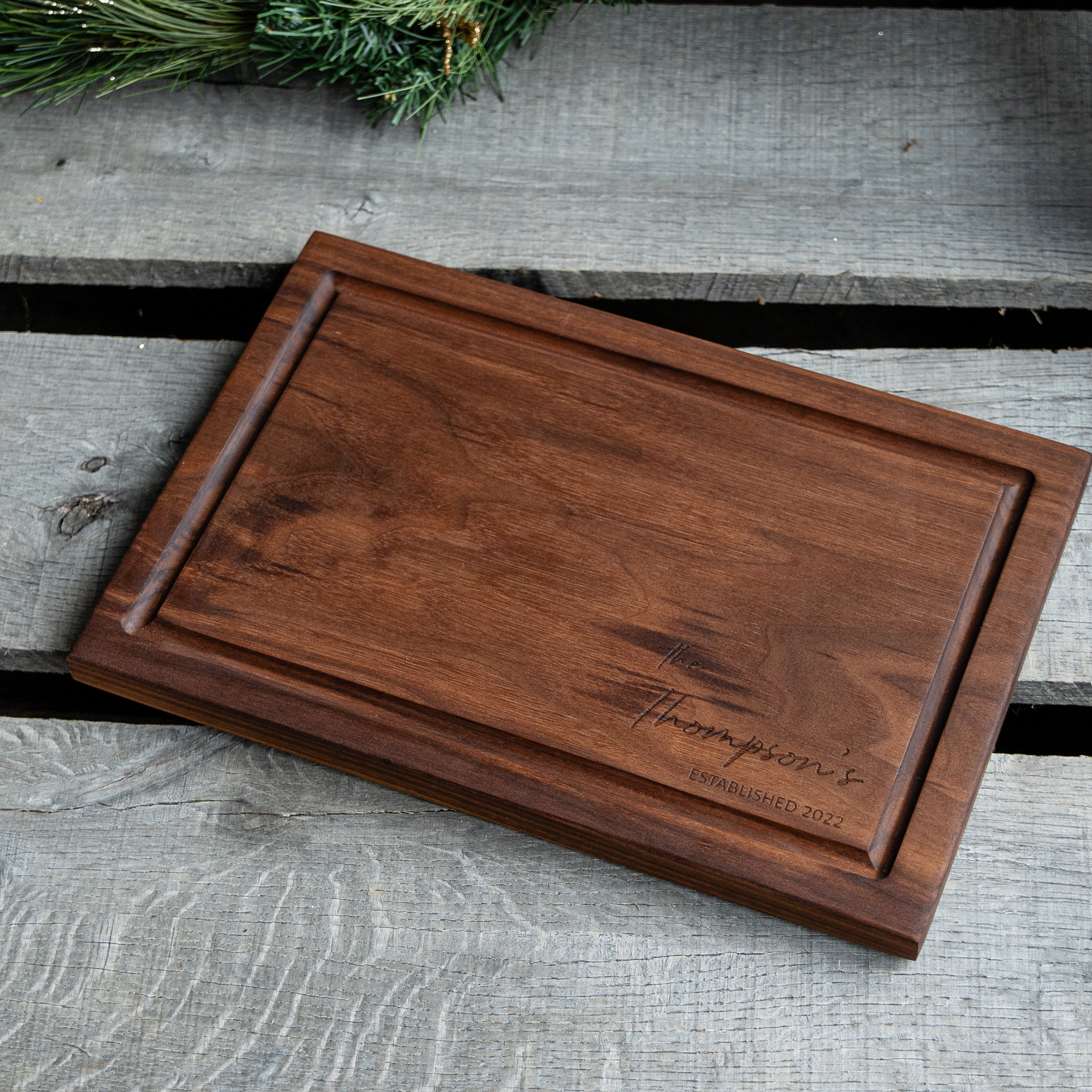 Personalized Rectangle Cutting Boards - Elegant Name & Date Designs Bottom Right