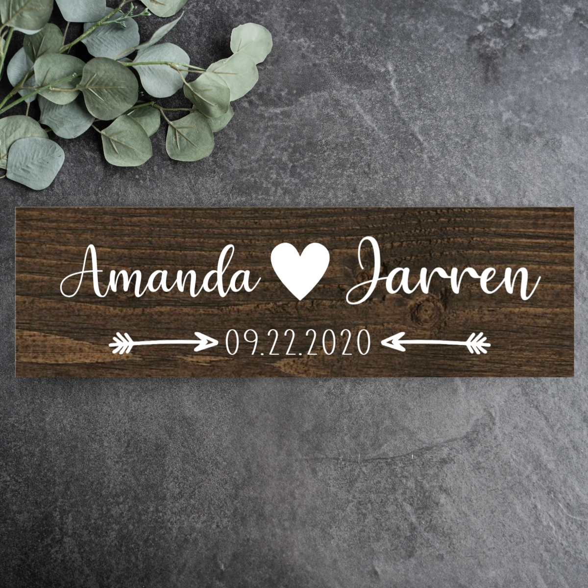 Personalized Wooden Plank Heart and Arrows