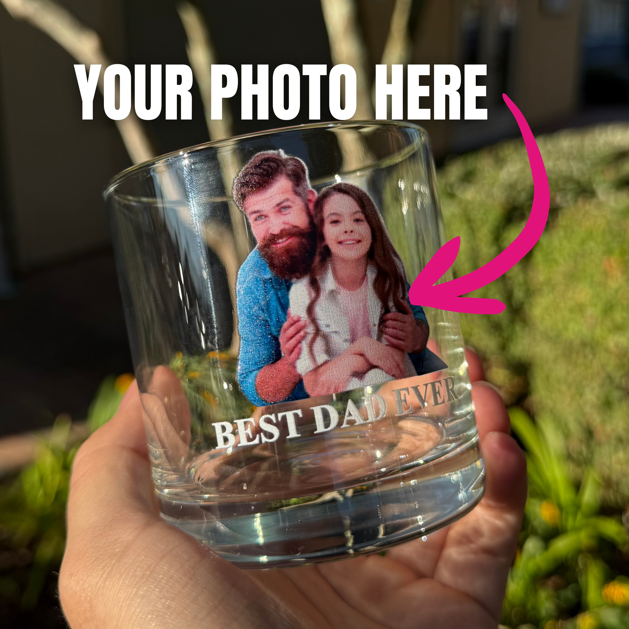Custom Photo Lowball Whiskey Glass