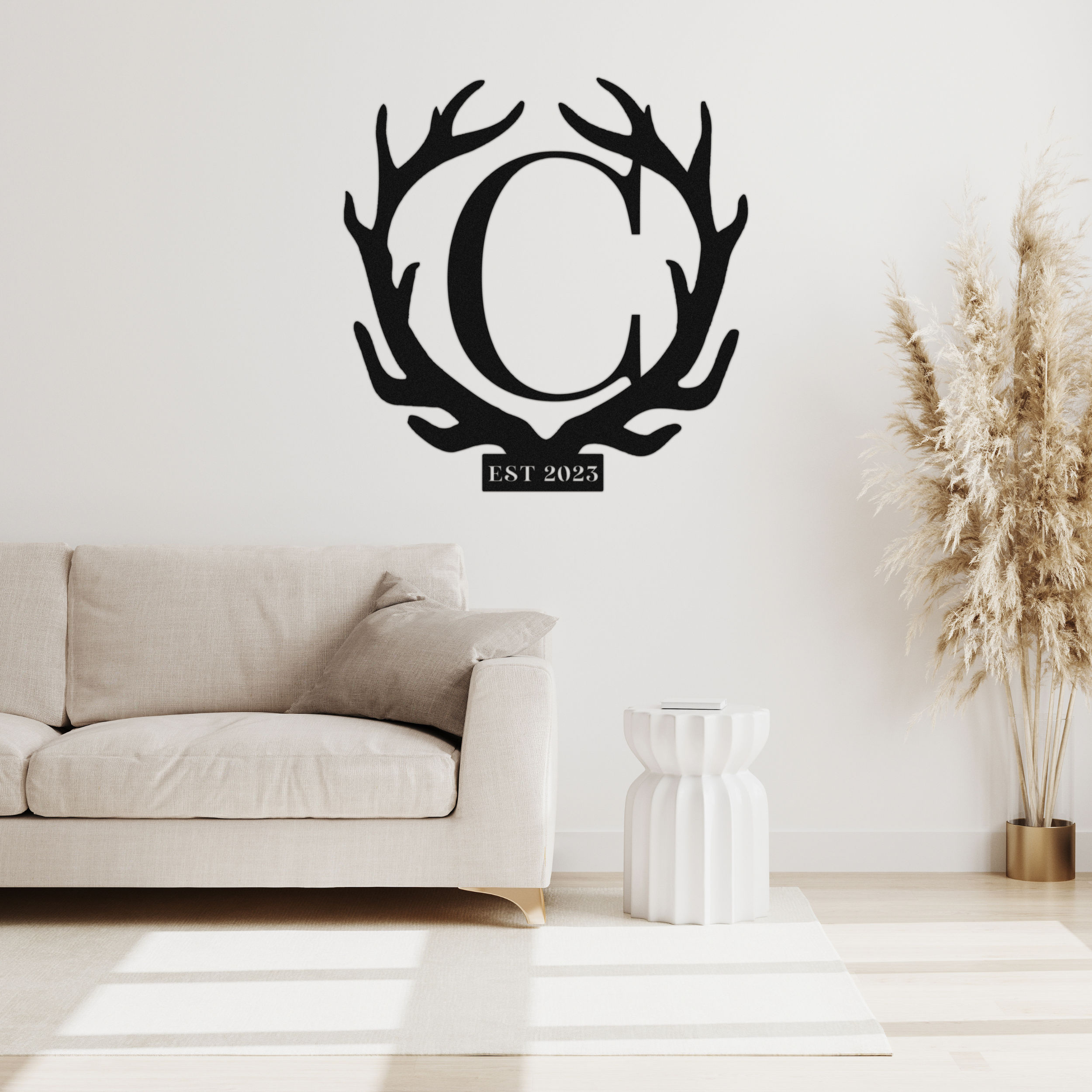 Metal Sign Antler + Initial Design