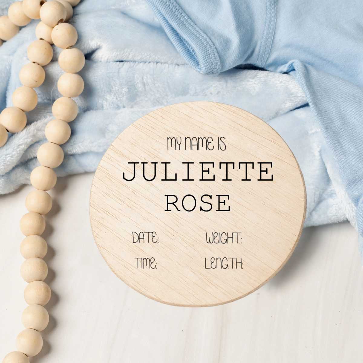 Personalized Baby Announcement Wood Circles