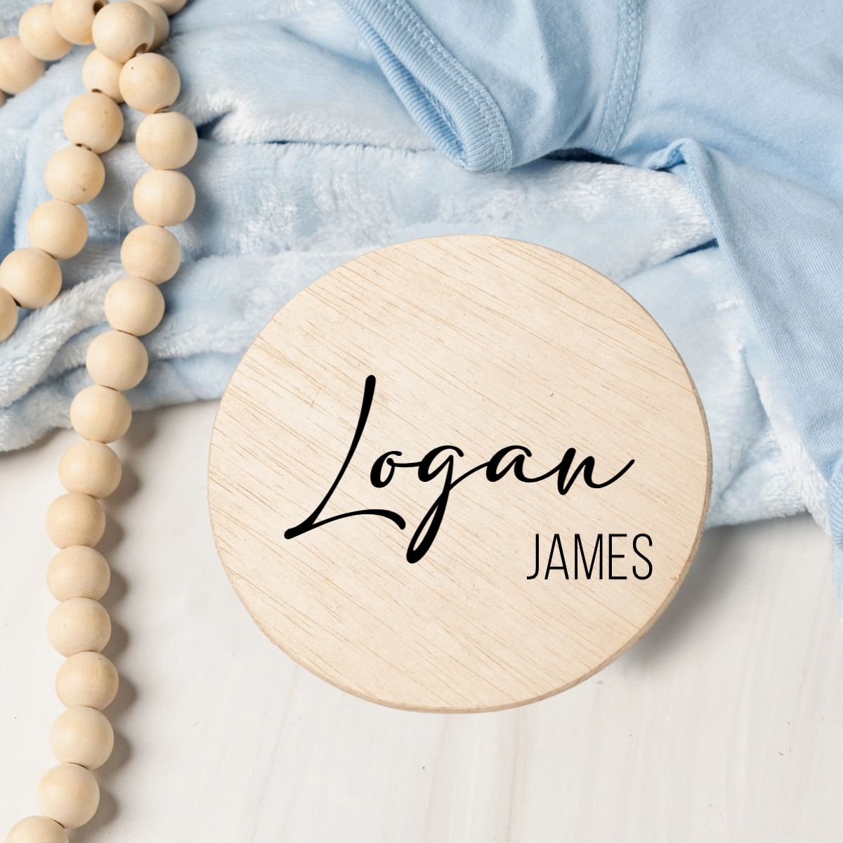 Personalized Baby Announcement Wood Circles