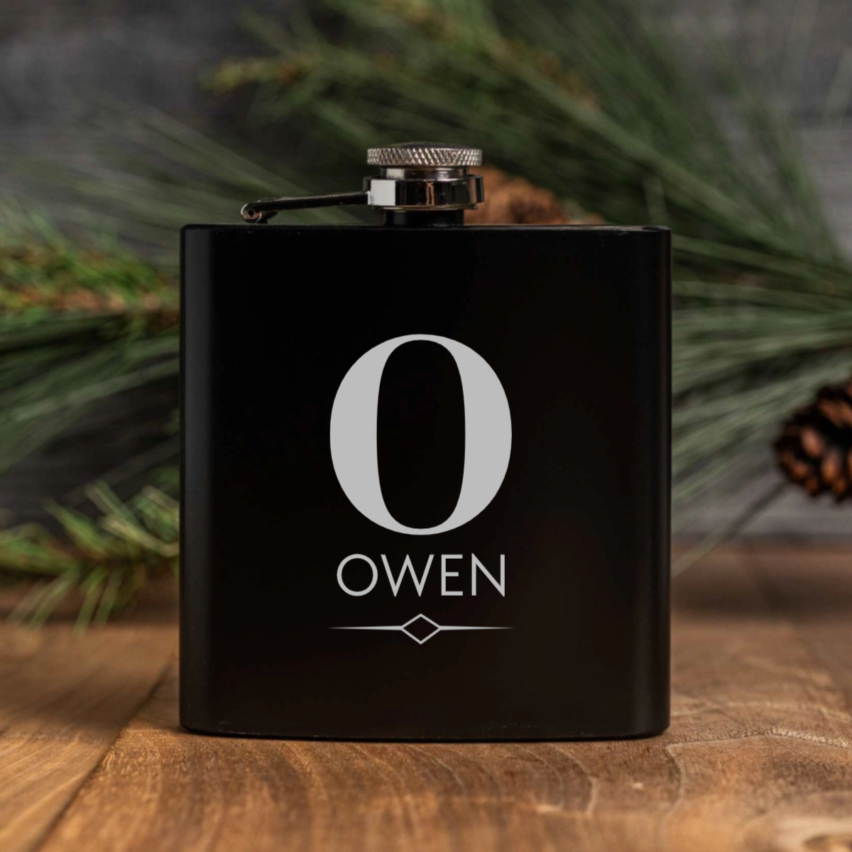 Personalized Black Powder Coated Flasks