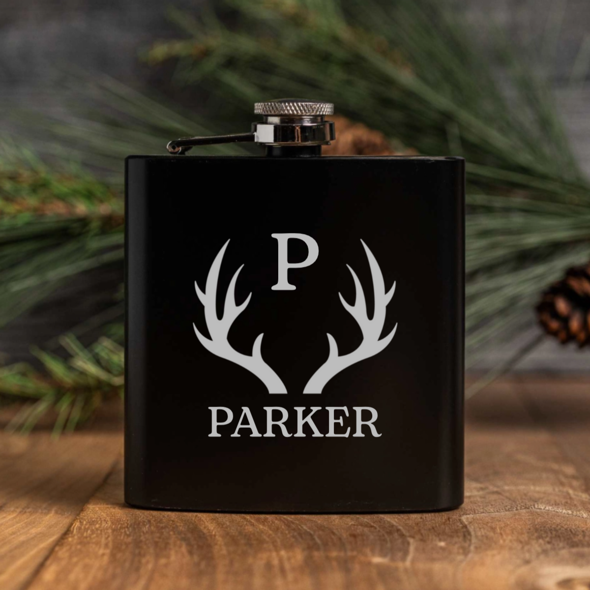 Personalized Black Powder Coated Flasks