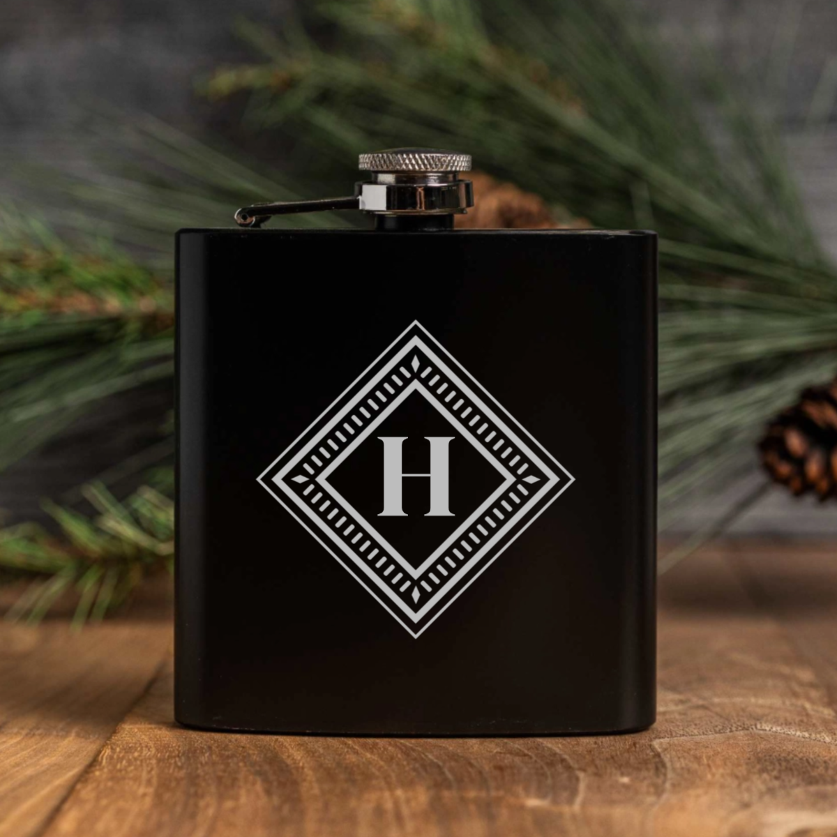 Personalized Black Powder Coated Flasks - Signature Designs