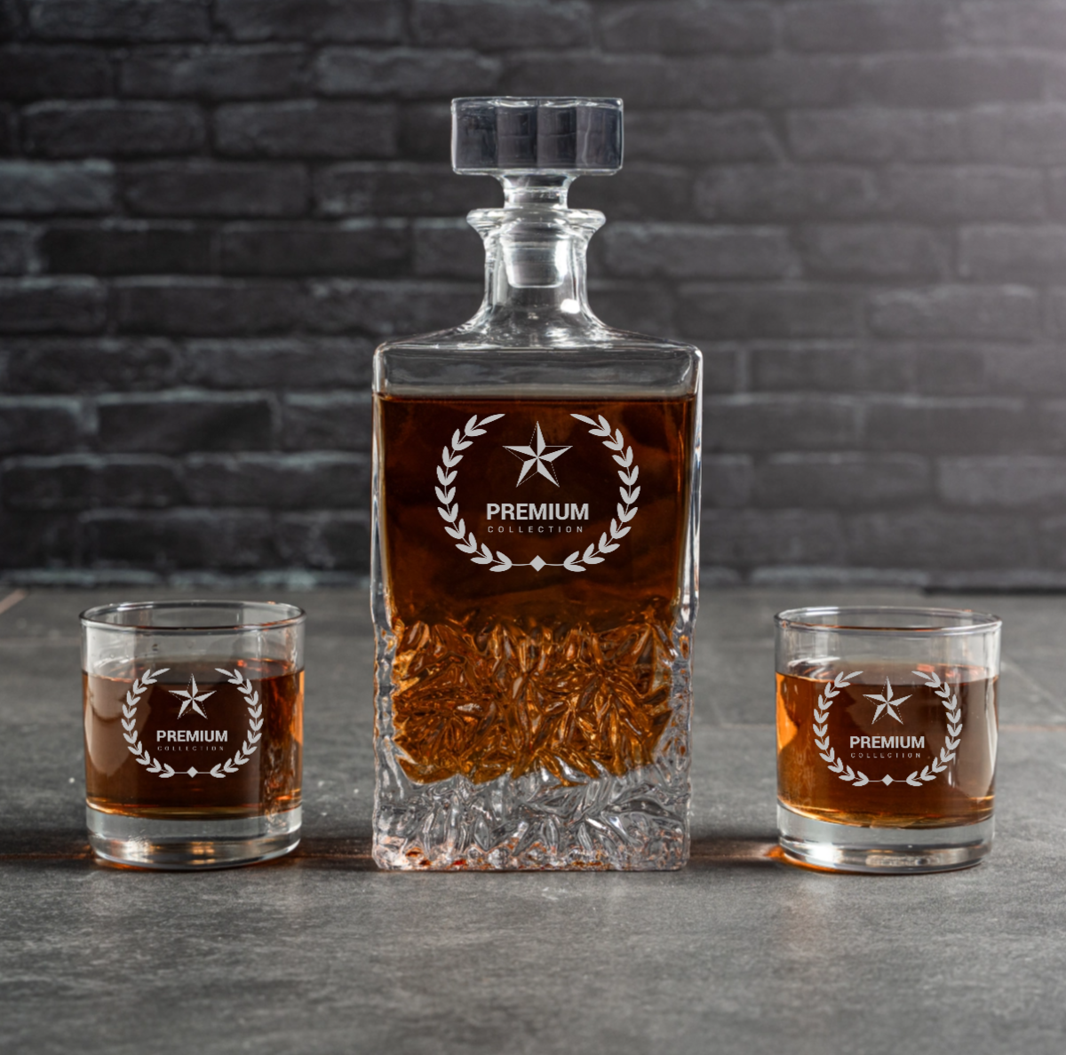 Custom Logo Bradford Decanter Set with Whiskey Glasses