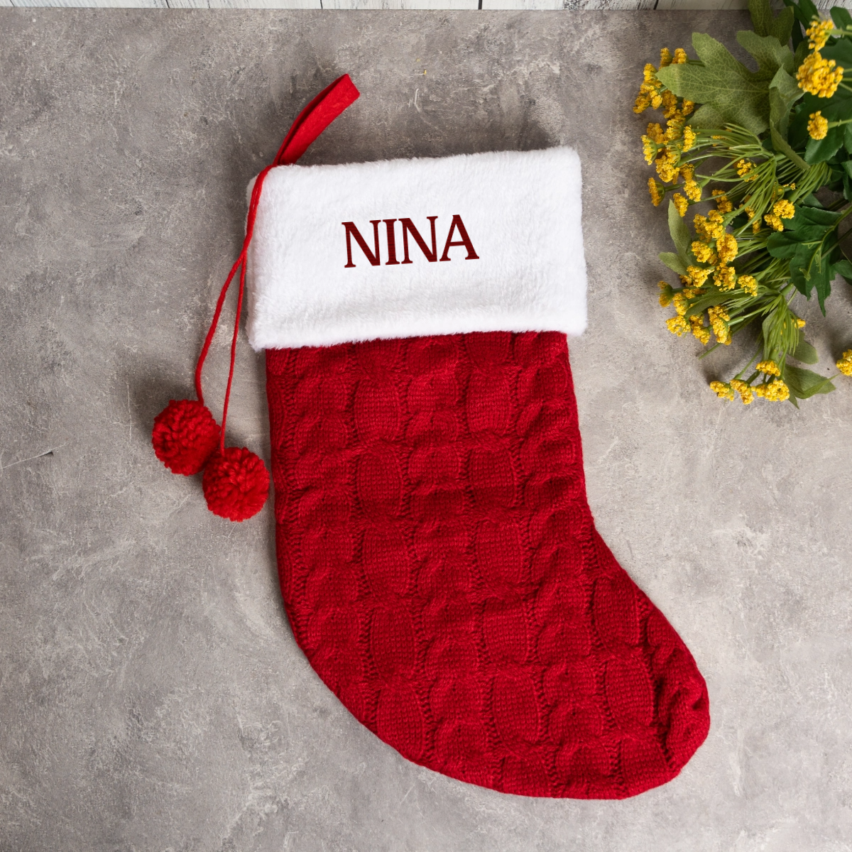 Personalized Knit Stockings with Cuff