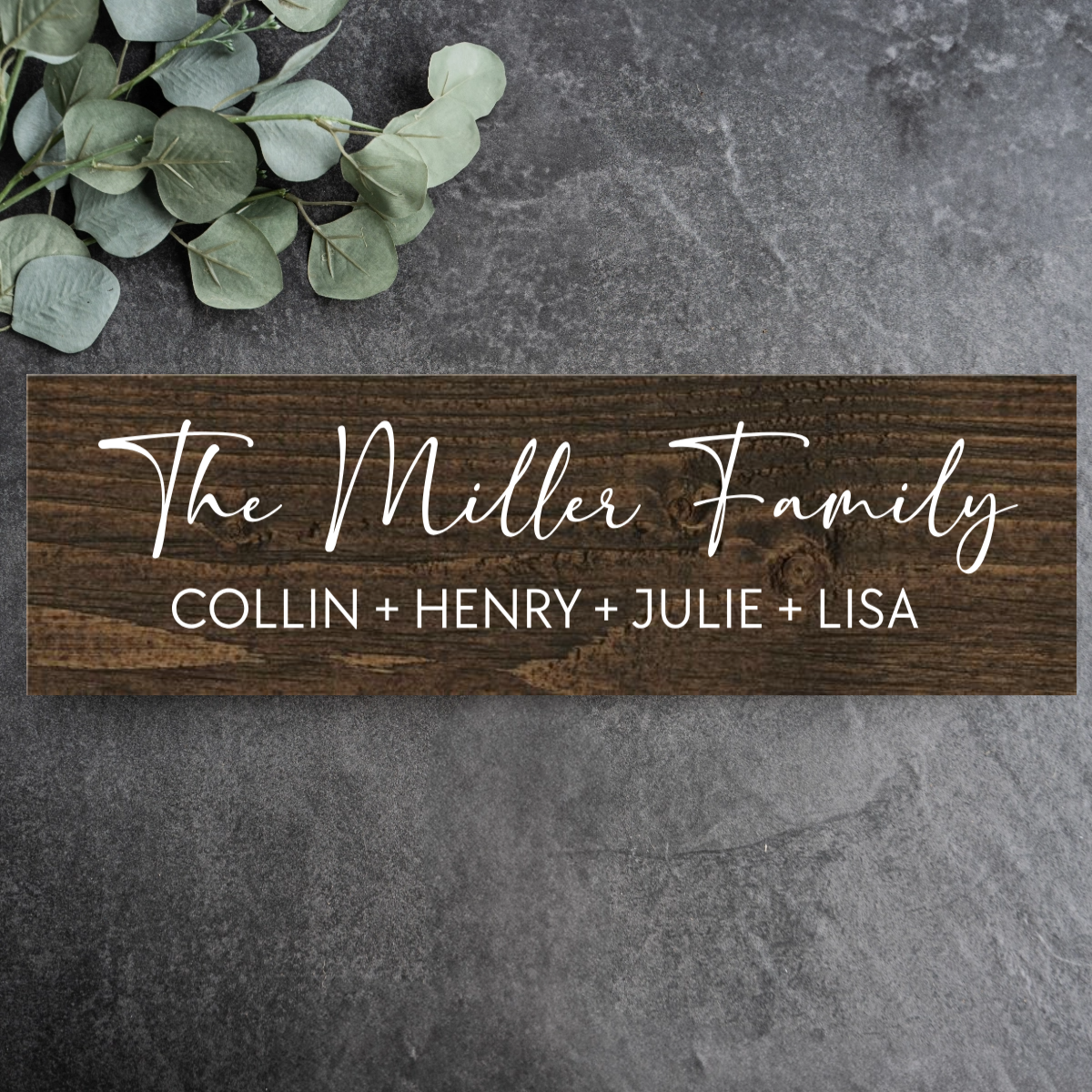 Personalized Family Name + First Names Wood Plank Sign