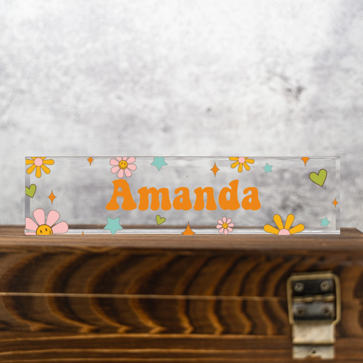 Personalized Teacher Acrylic Desk Plate - Groovy Design