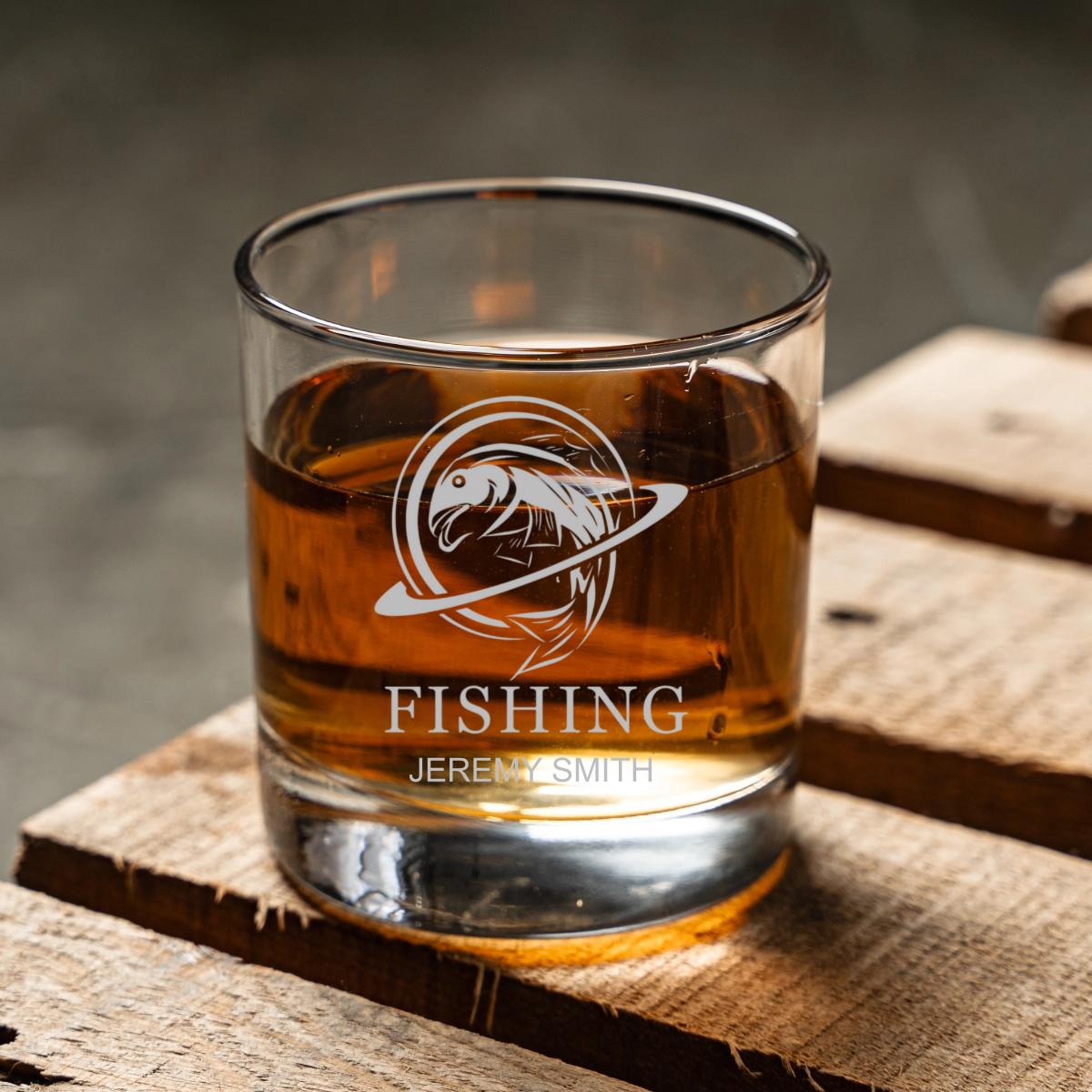 Personalized Fishing Whiskey Glass