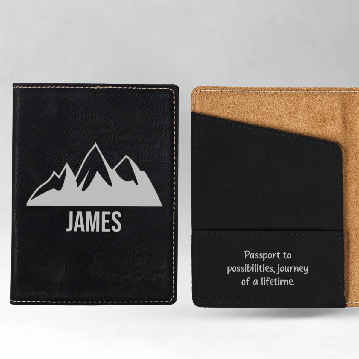 Personalized Passport Cover - Black & Rustic