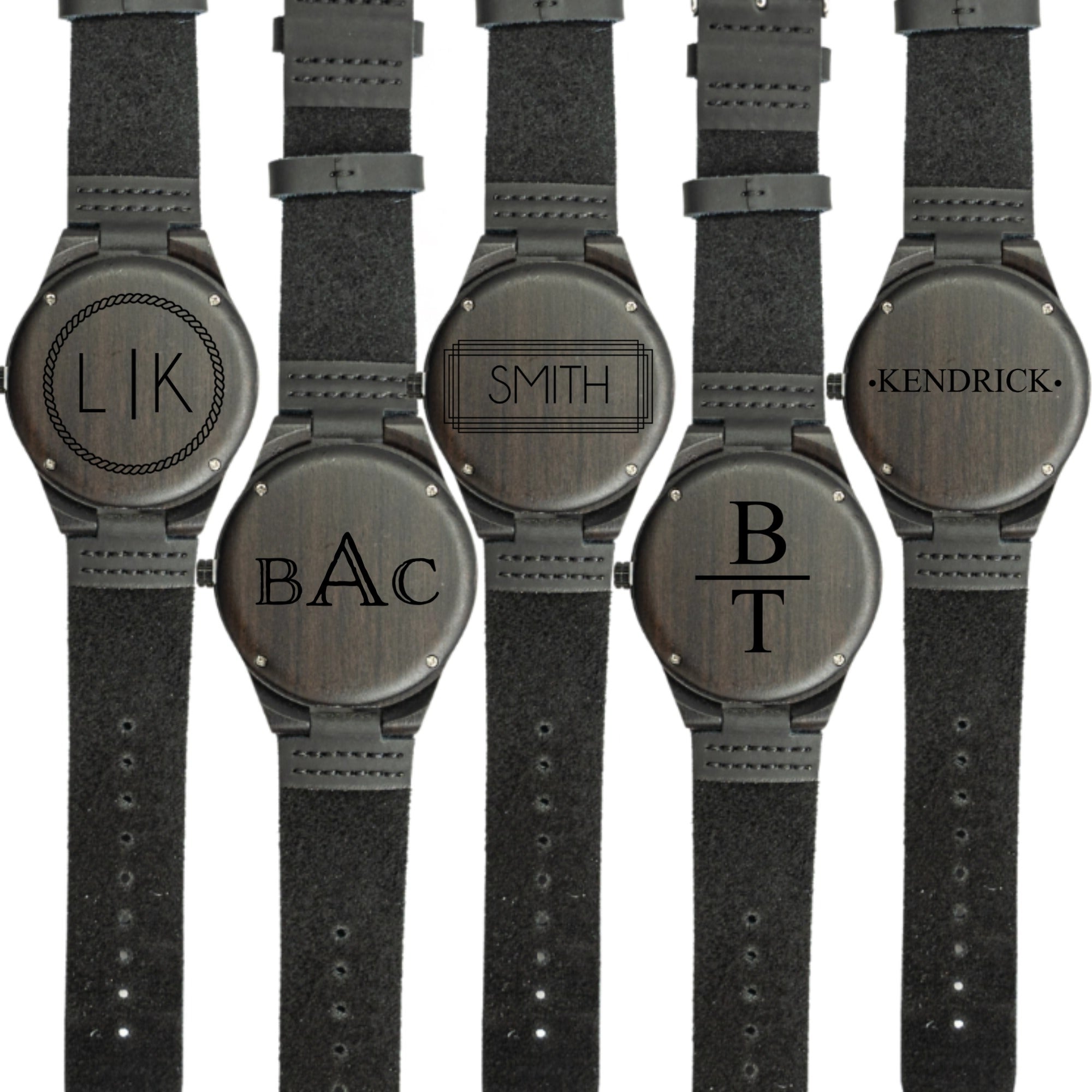 Personalized Dark Brown Wooden Watch Set of 5 -Signature Designs