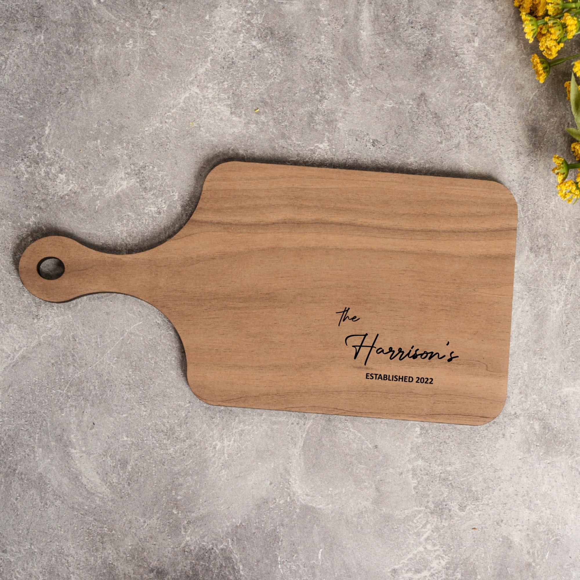 Personalized Thin Paddle Cutting Boards - Family Name