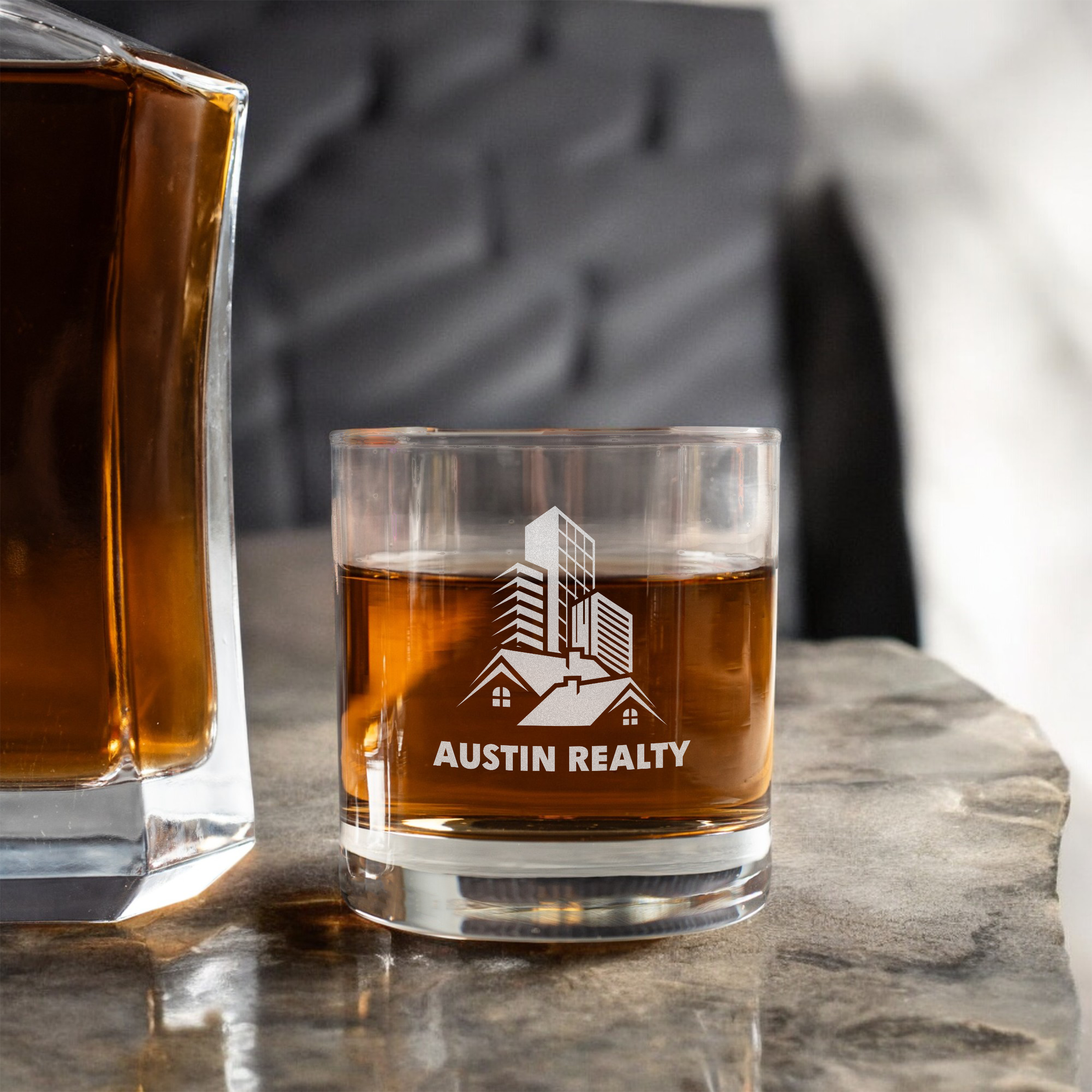 Engraved Whiskey Glass with Custom Logo