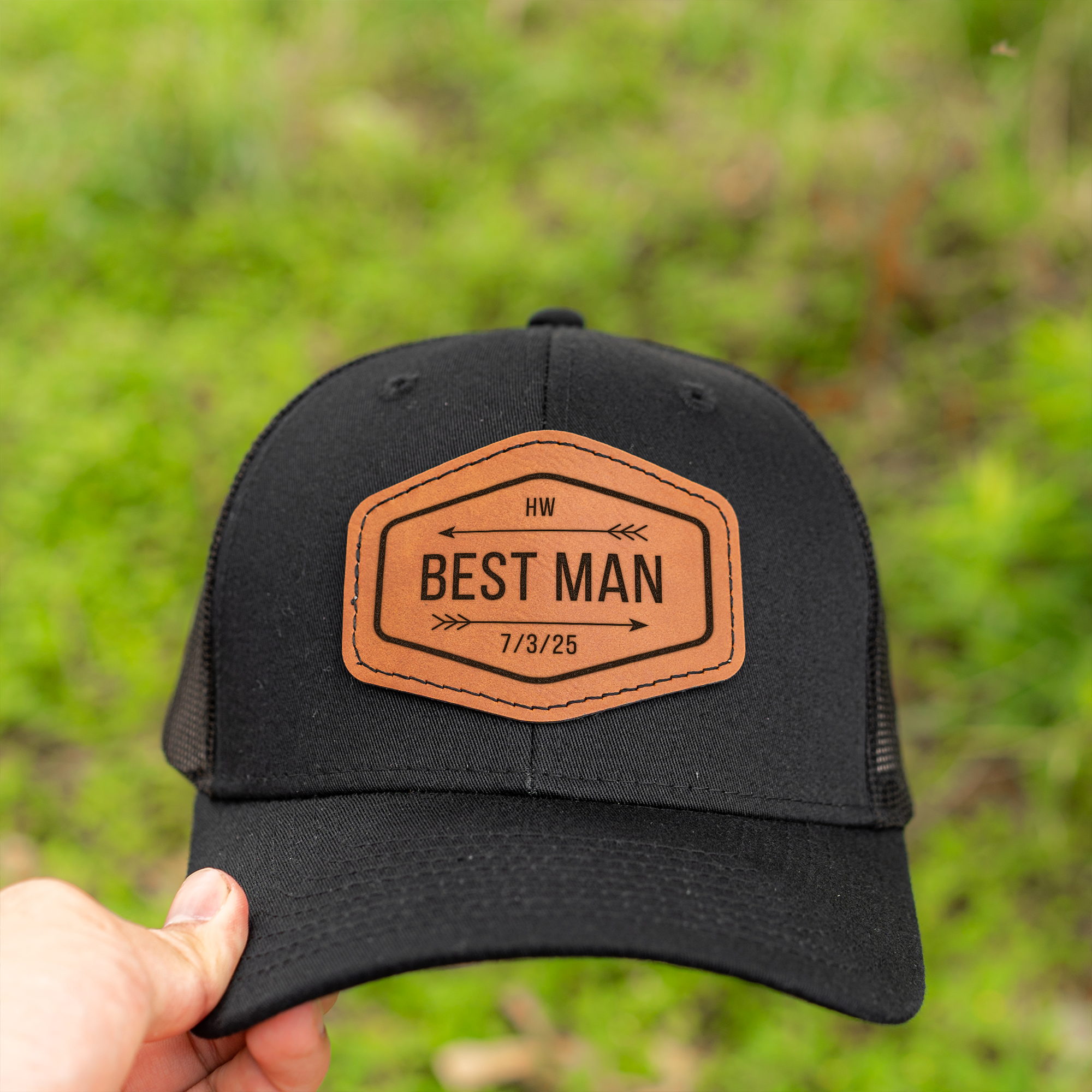 Custom Groom & Groomsmen Hats- Leather Patch