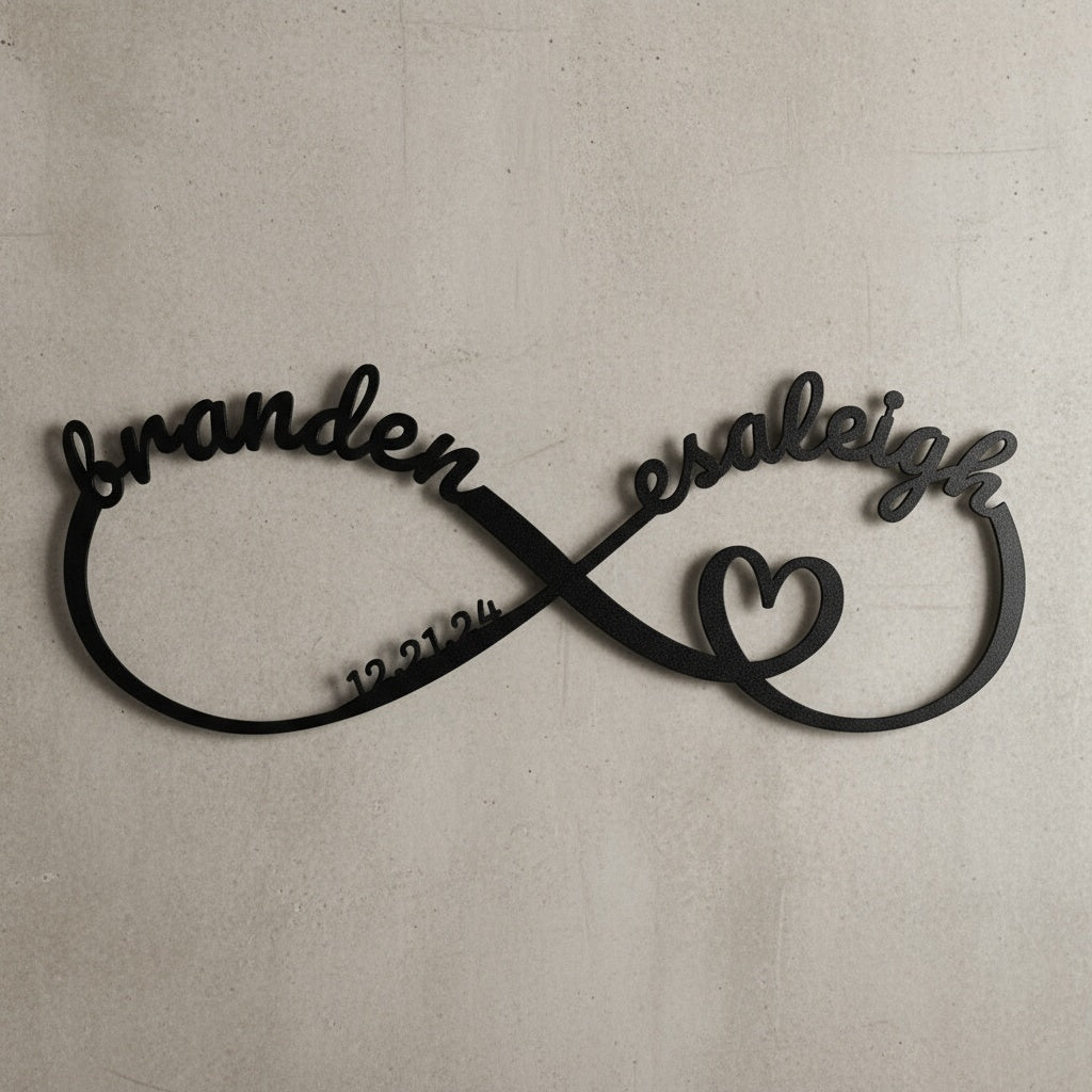 Infinity Metal Sign with Names and Date