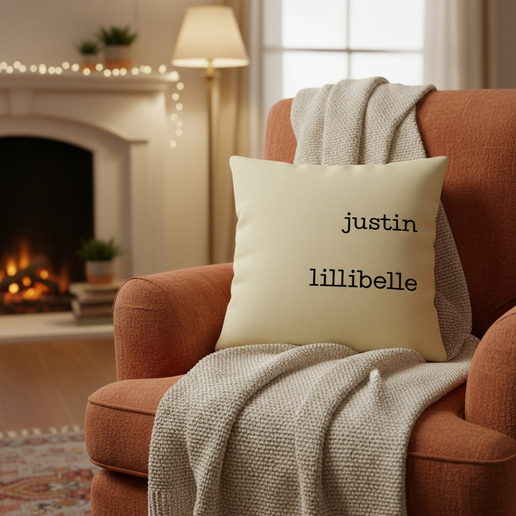 Personalized Family Names Throw Pillow Cover