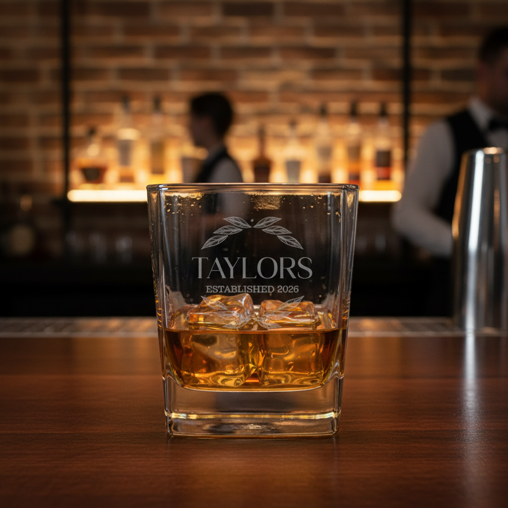Personalized Square Whiskey Glass - Signature Designs