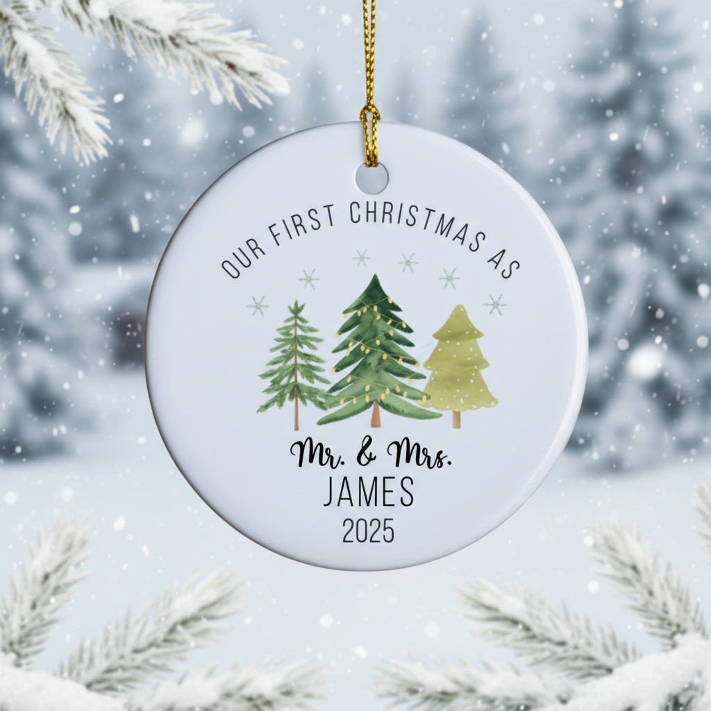 Personalized Mr. & Mrs Our First Christmas Ornament