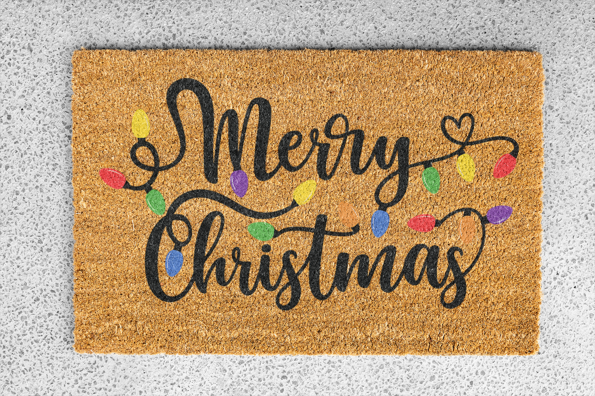 Merry Christmas Doormat with Colorful Lights