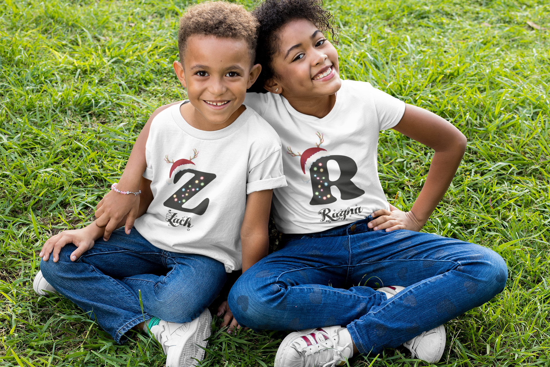Personalized Christmas Family Shirts with Initial Monogram