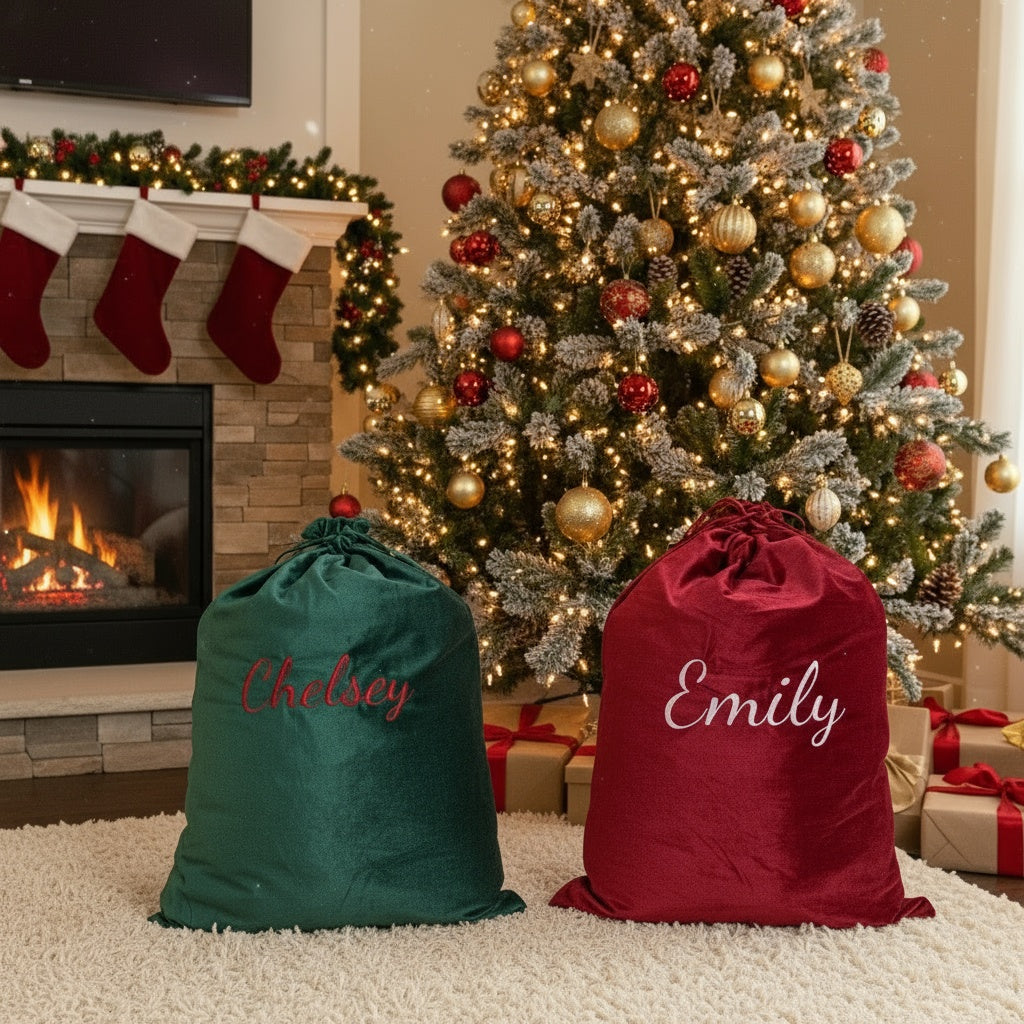 Embroidered Santa Bags