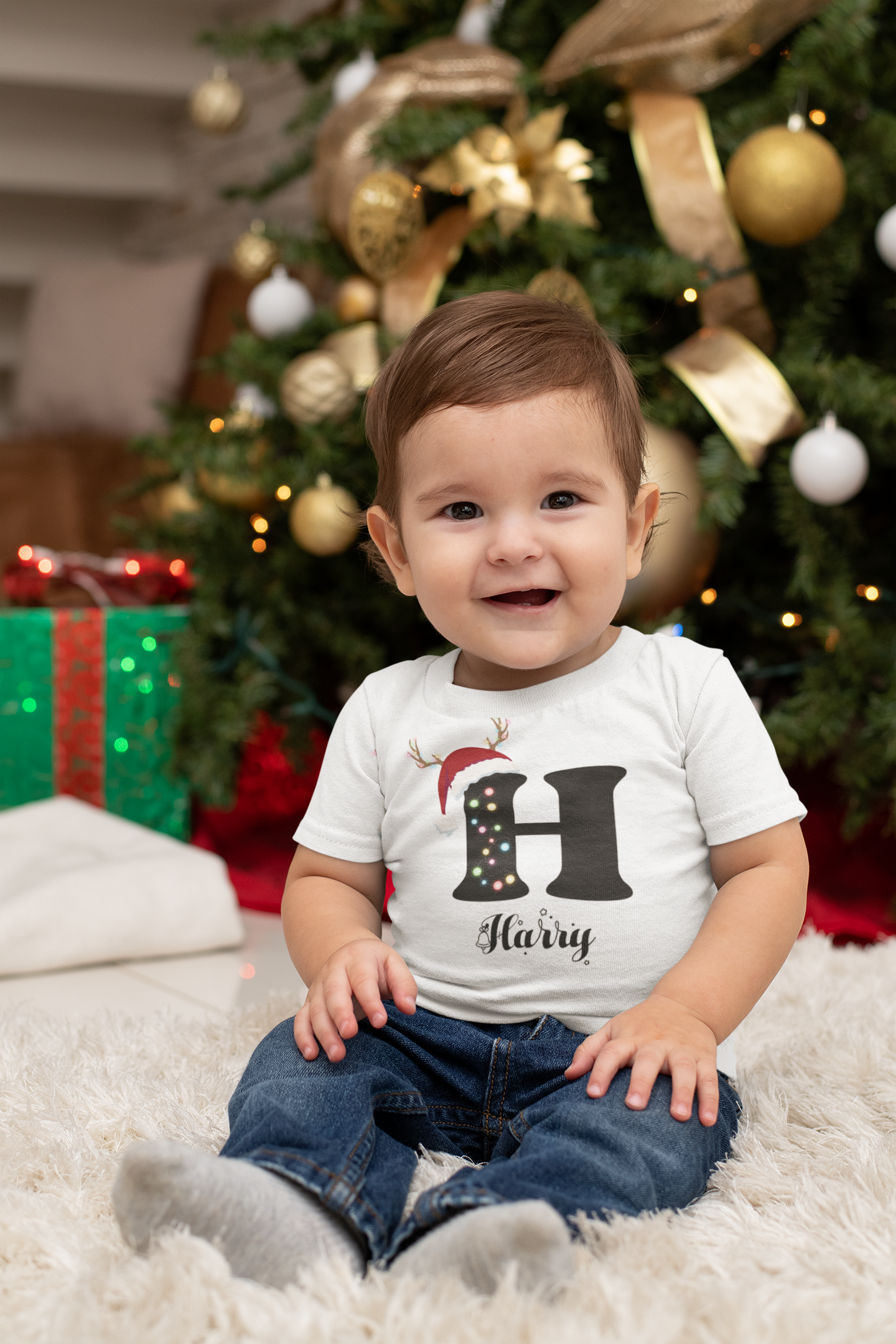 Personalized Christmas Family Shirts with Initial Monogram