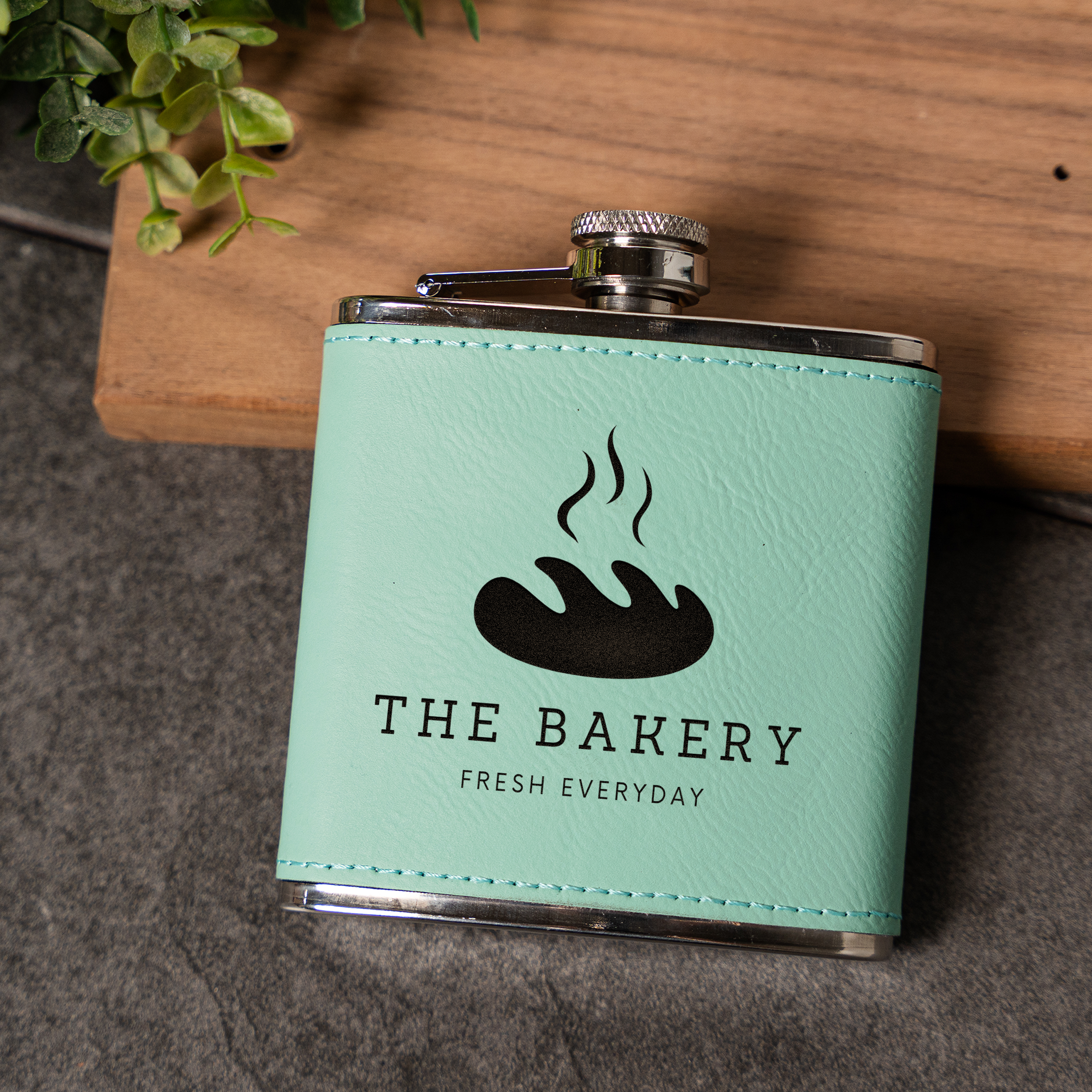 Custom Logo Leather Wrapped Stainless Flasks