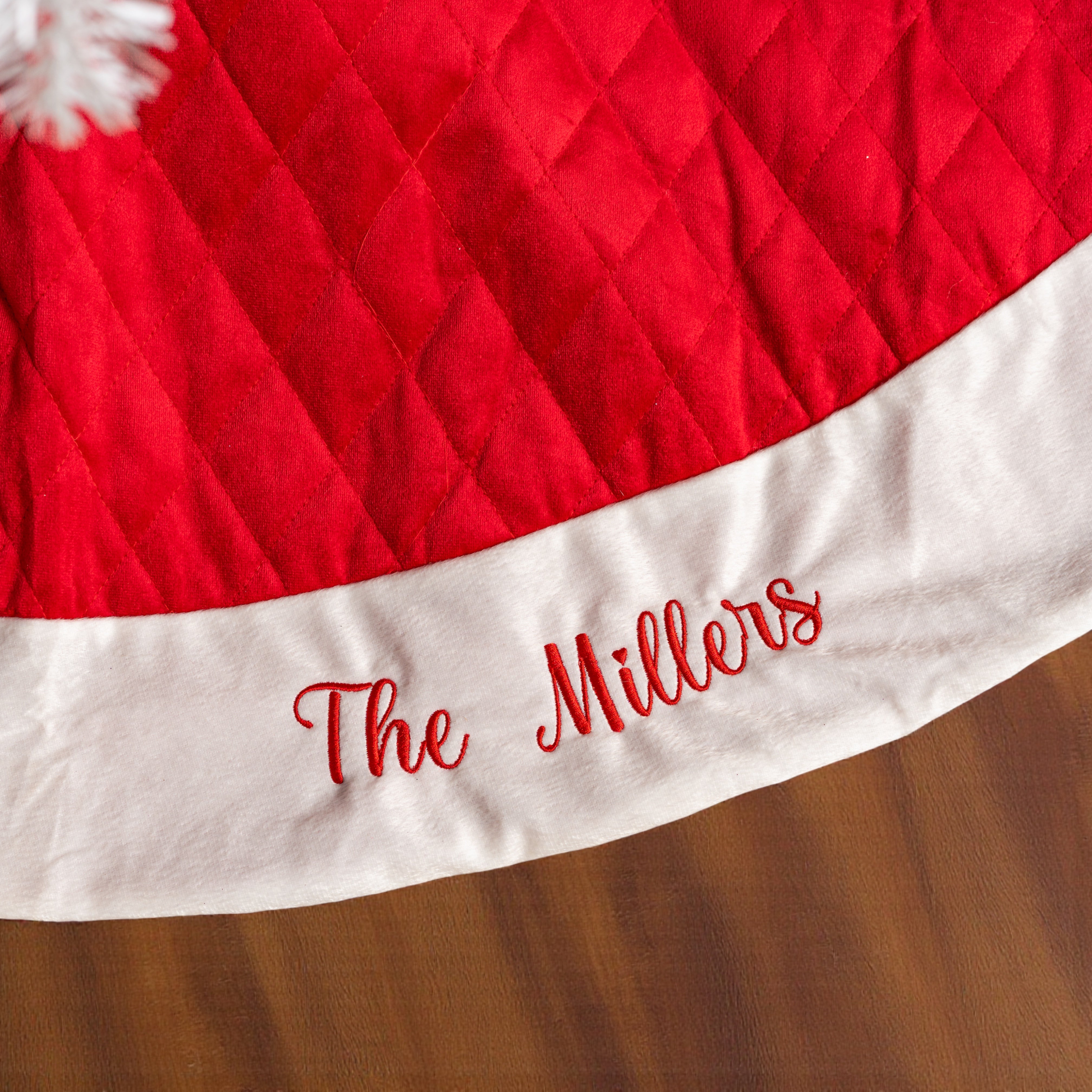 Embroidered Red Velvet Tree Skirt